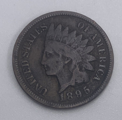 1895 US USA Indian Head One 1 Cent | American Copper Coin | Fair Grade | a424