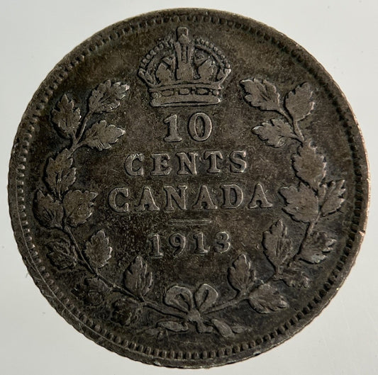 1913 Canada 10 Cents Silver Coin | Fine Collectable Grade
