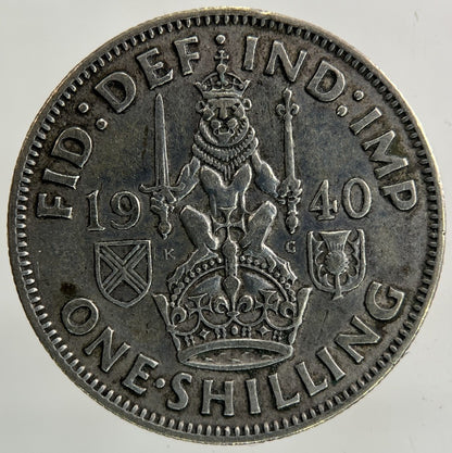 1940 George VI Shilling Silver Coin | Fine Collectable Grade