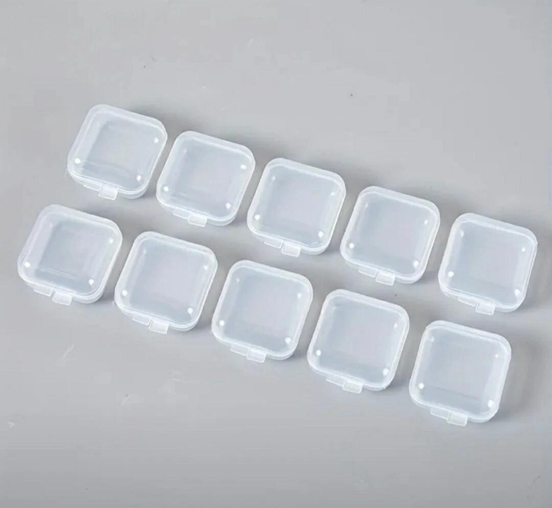 12 x Mini Clear Plastic Small Craft Box Jewellery Ring Storage Case Container