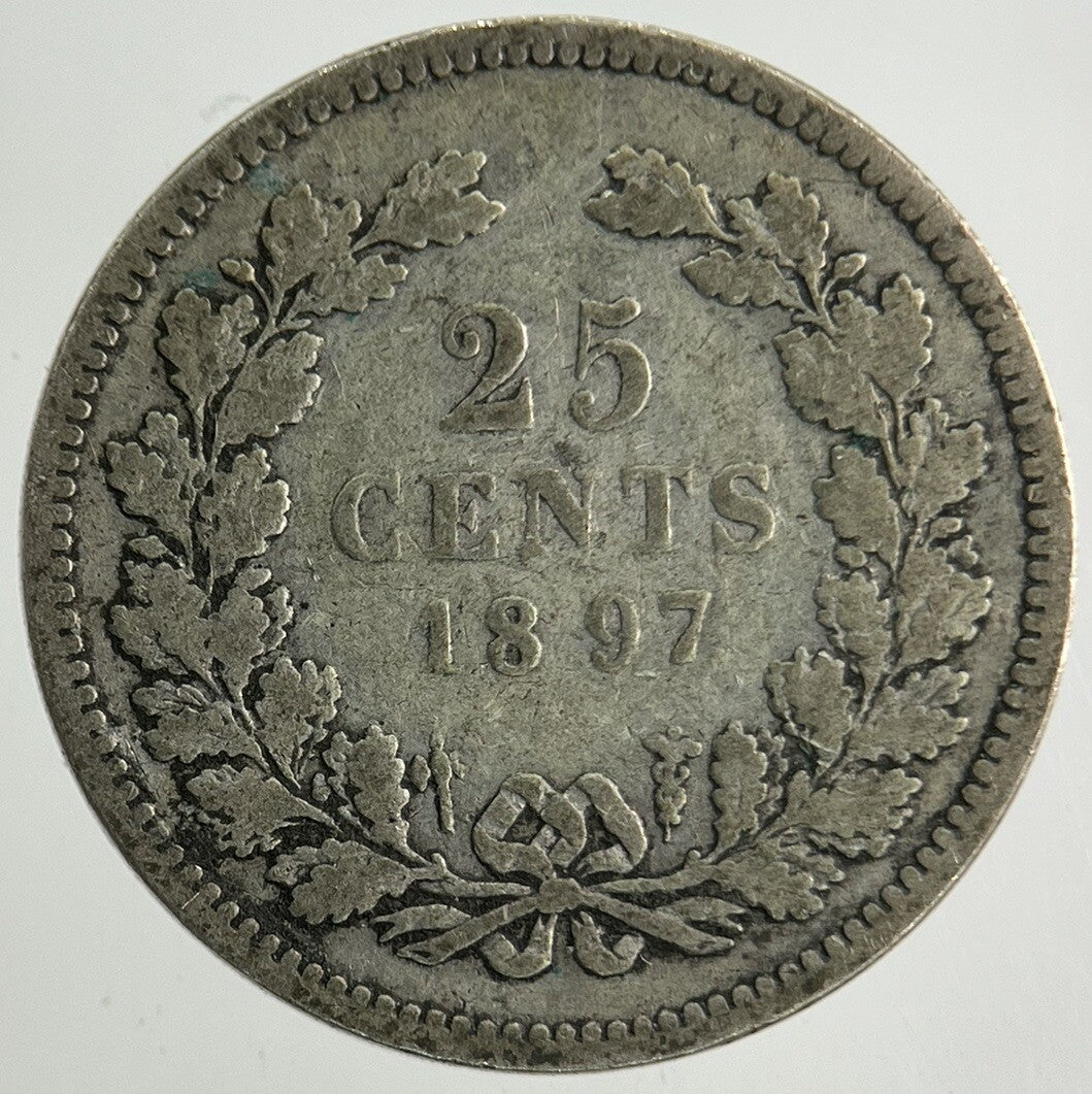 1897 Netherlands 25 Cents Silver Coin | Collectable Grade
