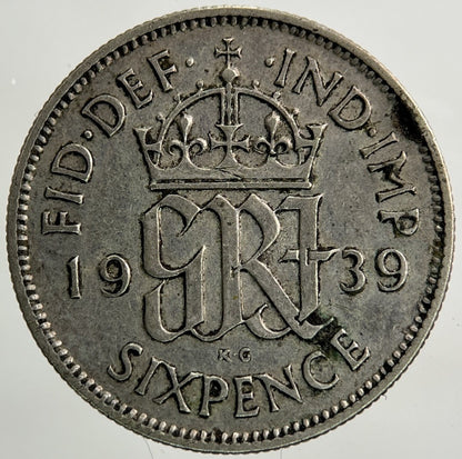 1939 George VI Sixpence Silver Coin | Fine Collectable Grade