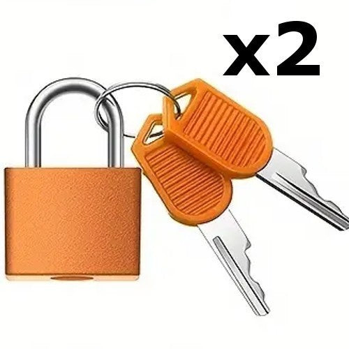 x2 Orange Small Metal Security Lock Luggage Case Padlock Backpack Lock UK Stock