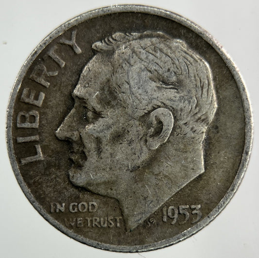 1953 - D US USA Roosevelt Dime Silver Coin | Collectable Grade