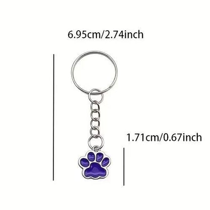 Mini Metal Cute White Cat / Dog Pet Animal Paw Keyring Premium Keychain Gift UK