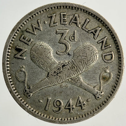 1944 New Zealand Threepence Silver Coin | Fine Collectable Grade