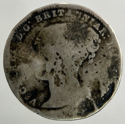 British Victoria Threepence Silver Coin | Worn Grade