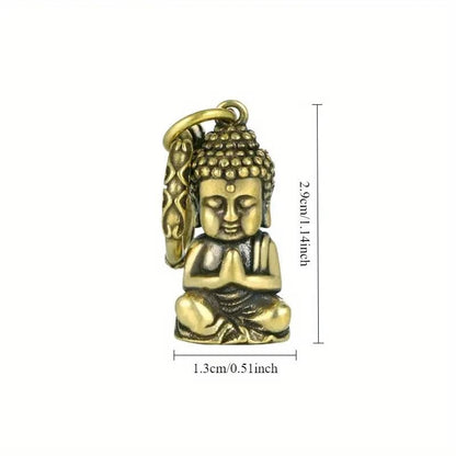 Mini Metal Buddha Buddhism Shaped Keyring Premium Keychain Gift UK