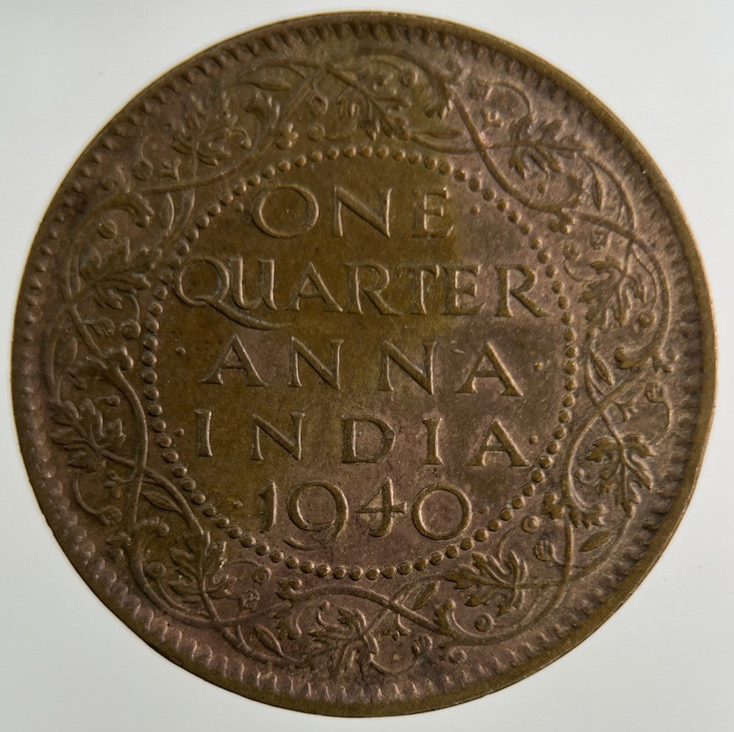1940 India Quarter 1/4 Anna Coin | Fine Collectable Grade