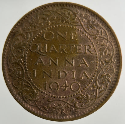 1940 India Quarter 1/4 Anna Coin | Fine Collectable Grade
