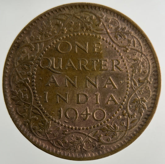 1940 India Quarter 1/4 Anna Coin | Fine Collectable Grade