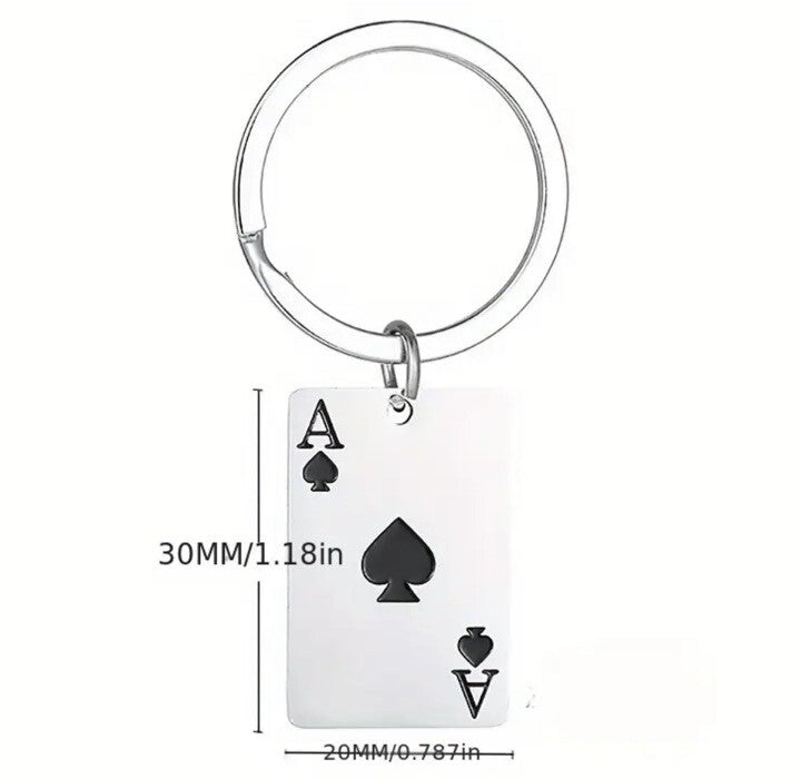 Mini Metal Black Ace Playing Card Keyring Premium Keychain Gift UK