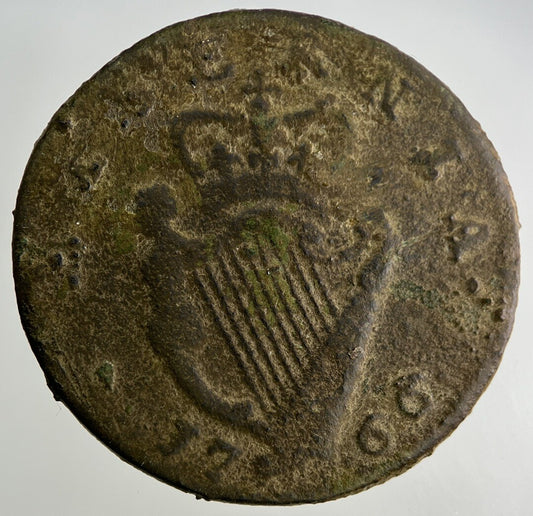 1766 Irish Half - Penny Coin | Fine Collectable Grade