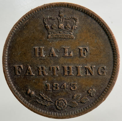 1843 Victoria Half Farthing Coin | Fine Collectable Grade