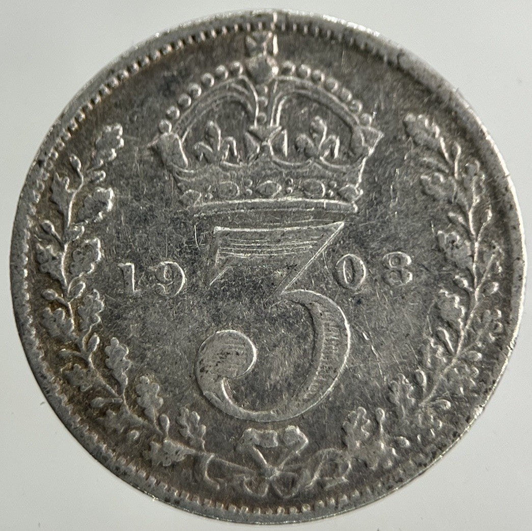 1908 Edward VII Threepence Silver Coin | Fine Collectable Grade