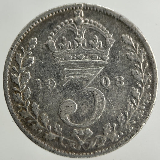 1908 Edward VII Threepence Silver Coin | Fine Collectable Grade