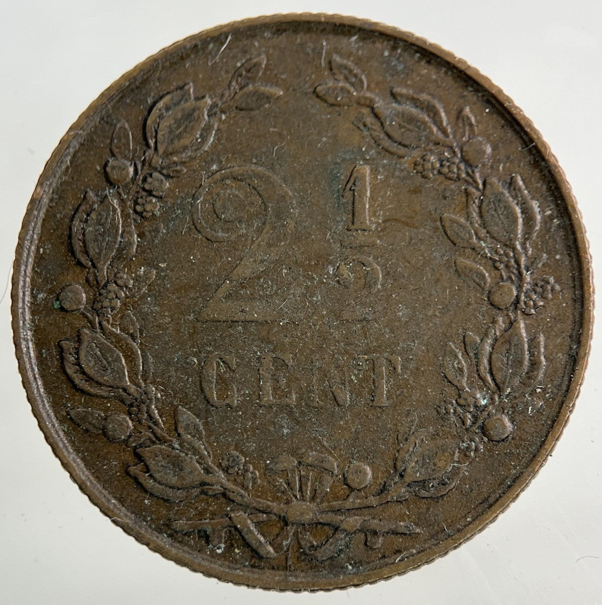 1880 Netherlands 2 1/2 Cents Coin | Fine Collectable Grade
