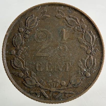 1880 Netherlands 2 1/2 Cents Coin | Fine Collectable Grade