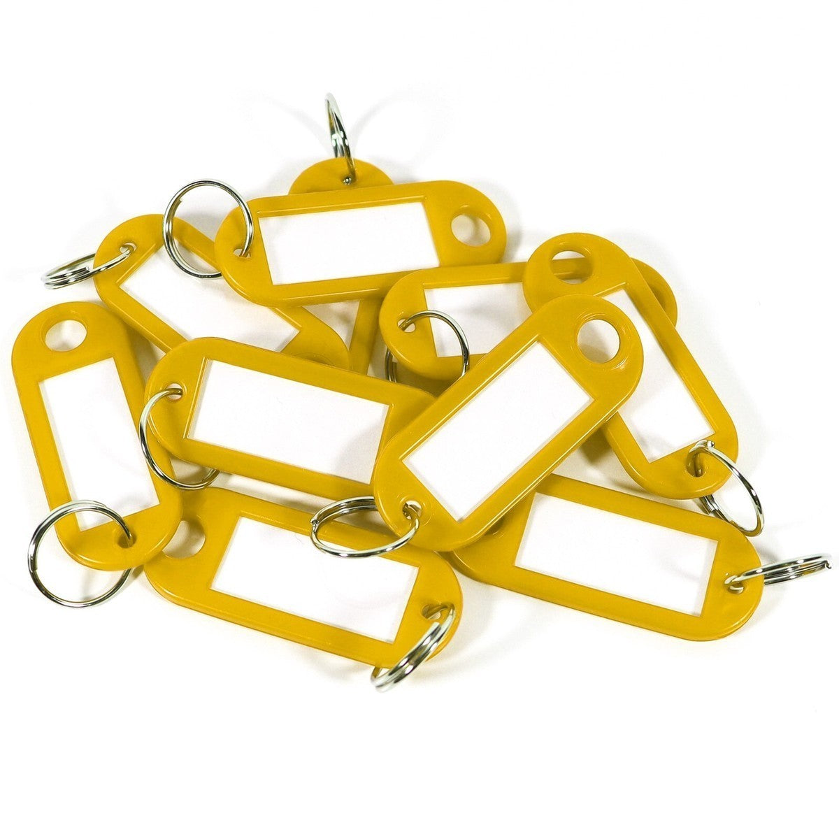 10 x Yellow Plastic Key - Ring ID Tags Name Label Key Fob Tag - UK Stock