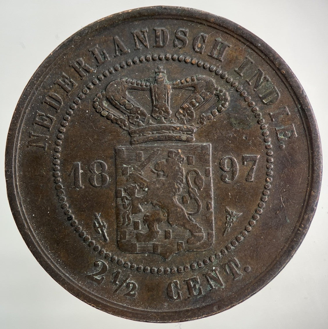 1897 Netherlands East Indies 2 1/2 Cents Coin | Collectable Grade