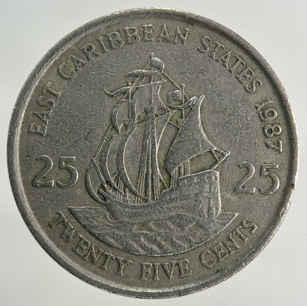 1987 East Caribbean States 25 Cents Coin | Fine Collectable Grade