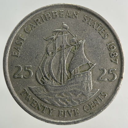 1987 East Caribbean States 25 Cents Coin | Fine Collectable Grade