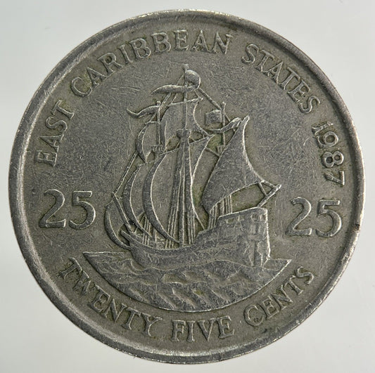1987 East Caribbean States 25 Cents Coin | Fine Collectable Grade