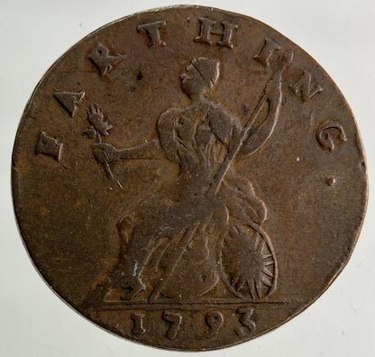 1793 Middlesex Sir Isaac Newton Farthing Coin | Fine Collectable Grade