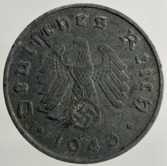 1943 Germany German Nazi 10 Pfennig Coin | Fine Collectable Grade
