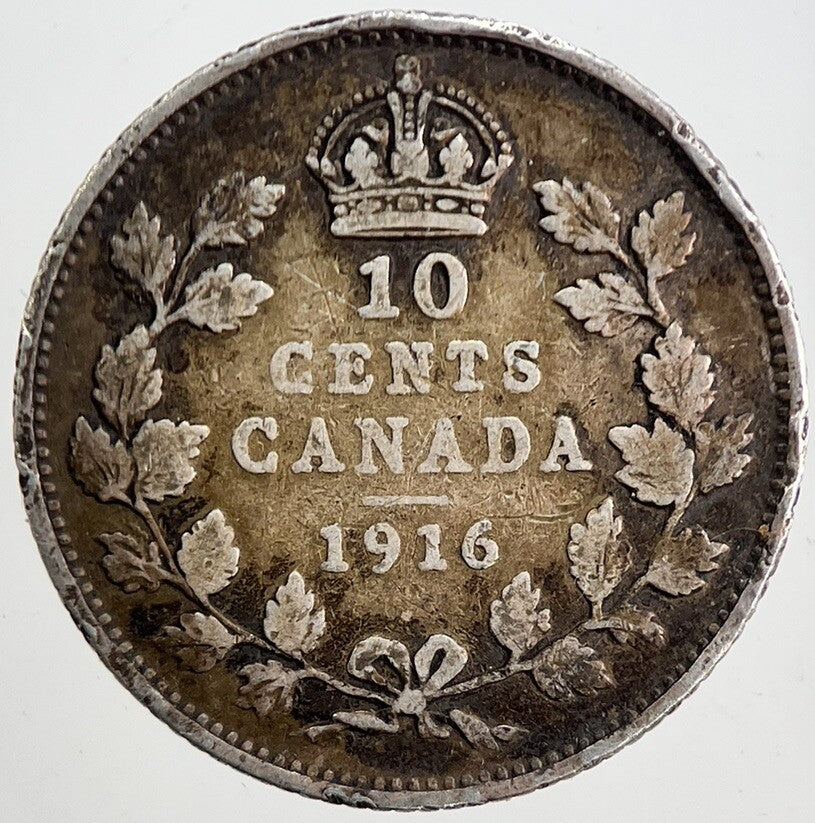 1916 Canada 10 Cents Silver Coin | Fine Collectable Grade
