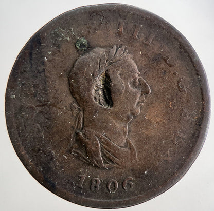 1806 George 3rd III Half - Penny British Coin | Collectable Grade | a9048