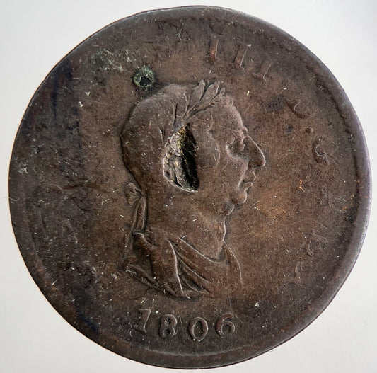 1806 George 3rd III Half - Penny British Coin | Collectable Grade | a9048