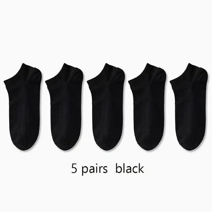 5 Pack Mens Trainer Black Ankle Socks Invisible Cotton Low Cut Sports Socks