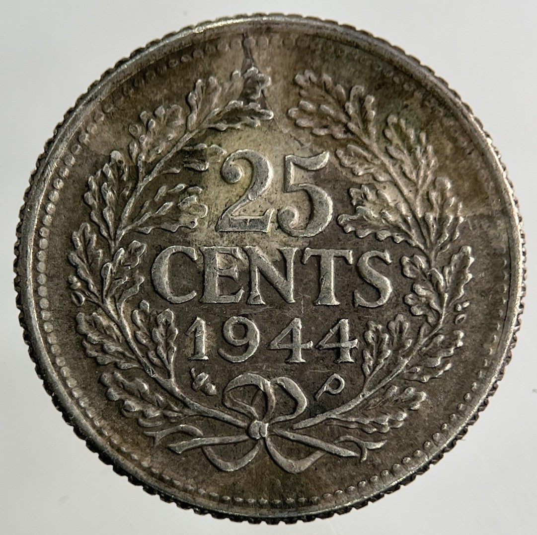 1944 Netherlands 25 Cents Silver Coin | Fine Collectable Grade