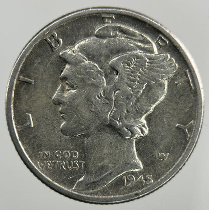 1945 US USA Mercury Dime Silver Coin | Fine Collectable Grade