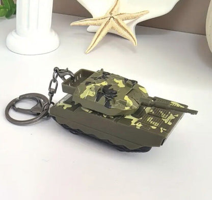 Mini Modern Army Military Tank Shaped Keyring Premium Keychain Gift UK