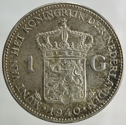 1940 Netherlands 1 Gulden Silver Coin | Very High Grade