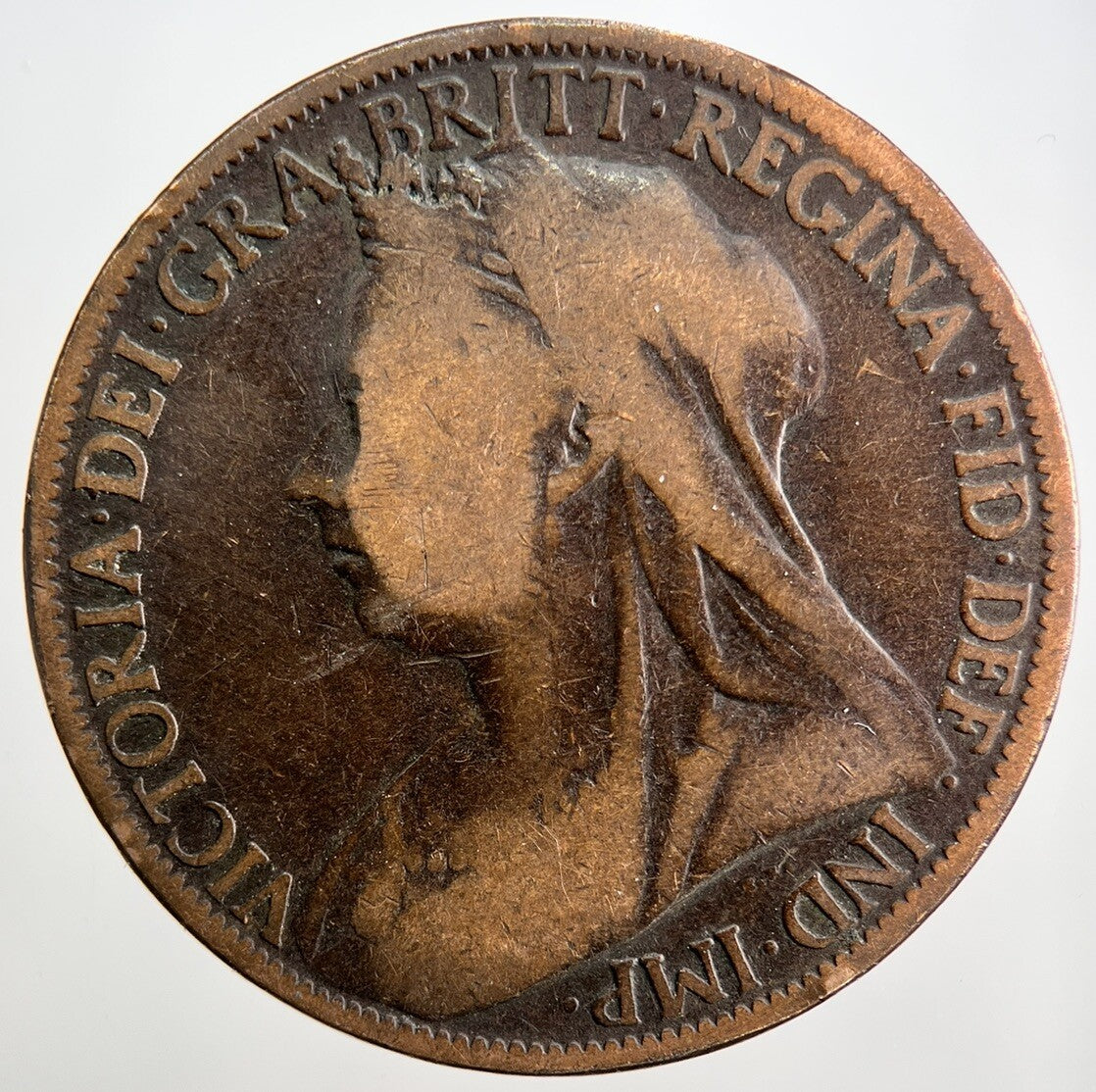 1899 Veiled Head Victoria One Penny Coin | Fair Grade | a1888