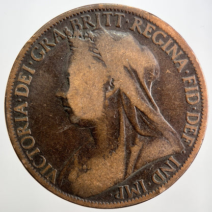 1899 Veiled Head Victoria One Penny Coin | Fair Grade | a1888