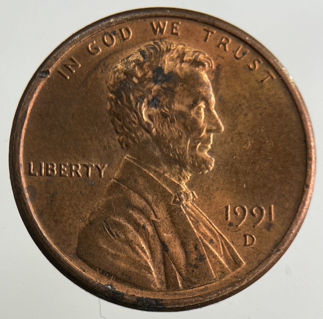 1991 - D US USA One Cent Coin | Fine Collectable Grade