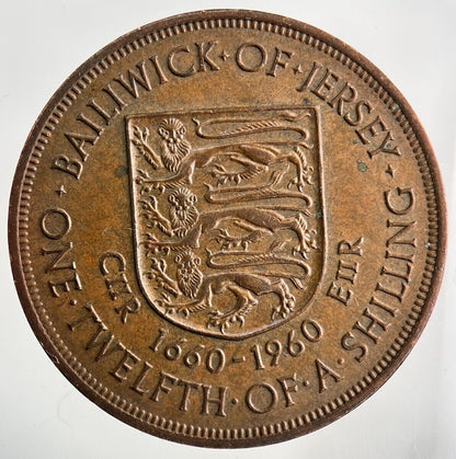 1960 Jersey 1/12 One Twelfth Of A Shilling Coin | Fine Collectable Grade