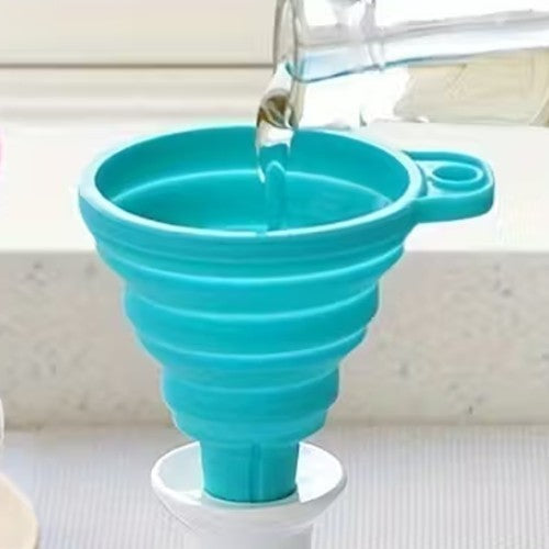 1pc Blue Silicone Collapsible Funnel Kitchen for Water Bottle Liquid Transfer