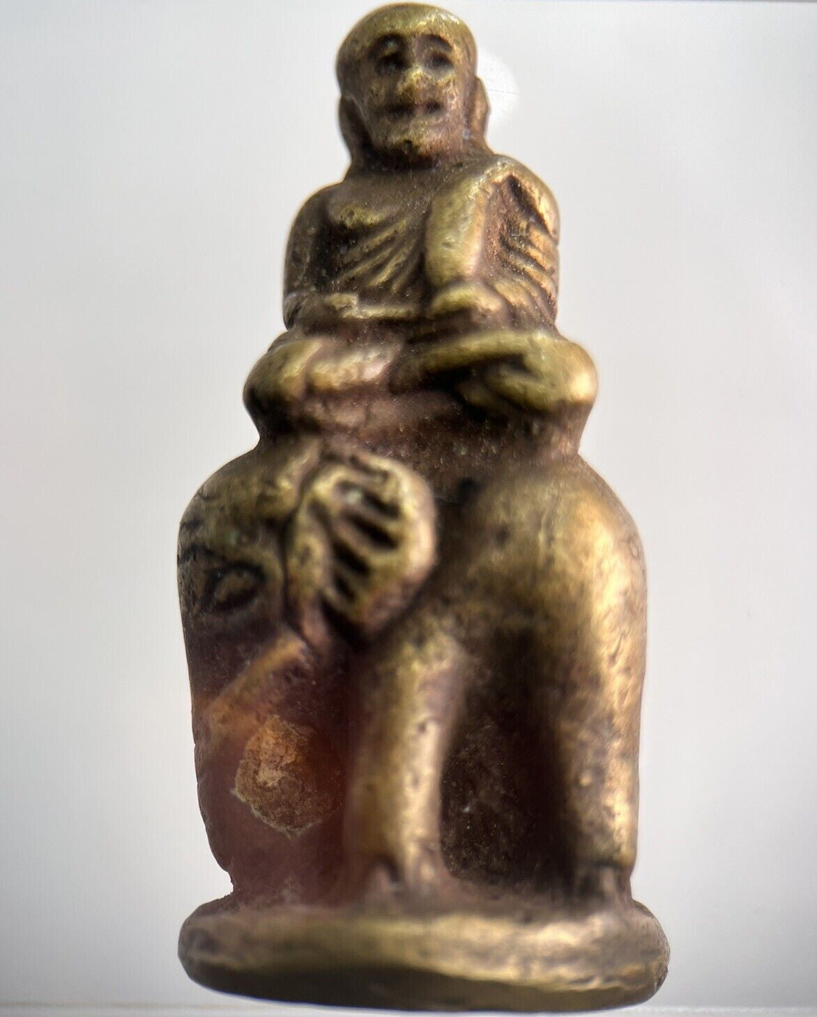 Old Thailand Brass Monk Buddha Statue Ornament | Height 4.5cm