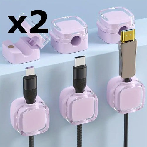 2 x Purple Magnetic Charger Cable Holders Phone Tablet iPad iPhone Samsung - UK
