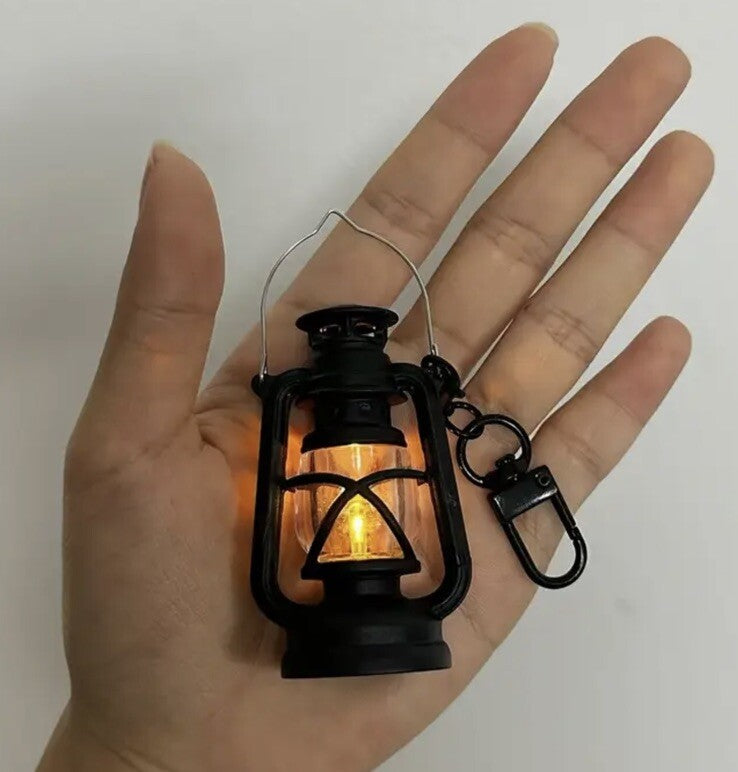 Mini Black Lantern Light Keyring Premium Keychain Gift UK
