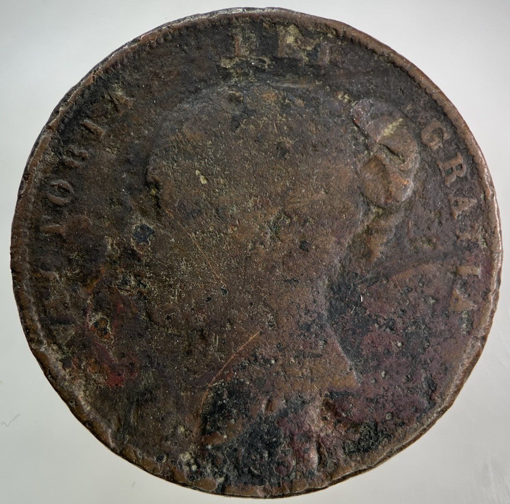 1855 Victoria One Penny Coin | Fair Grade