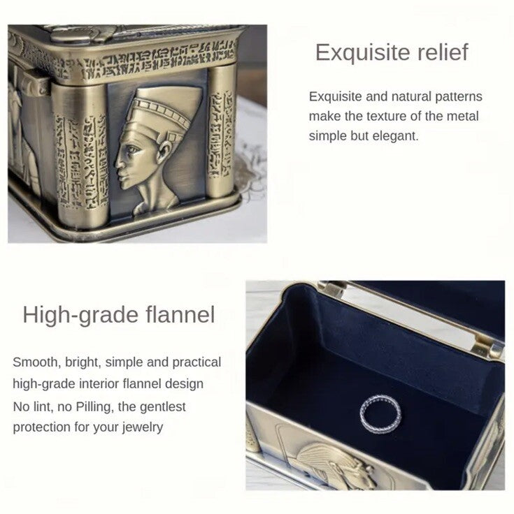 Egyptian Themed Coin Storage Box Chest Tomb Luxury Heavy Metal Tin Design