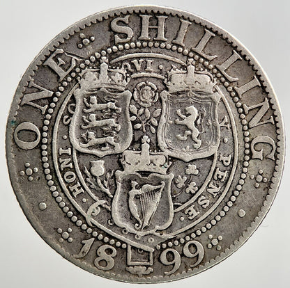 1899 Veiled Head Victoria Shilling Silver Coin | Collectable Grade | a589
