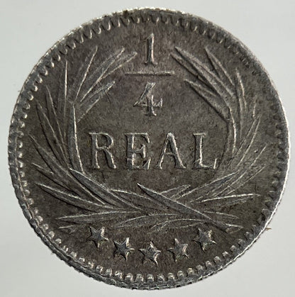 1896 Guatemala 1/4 Quarter Real Silver Coin | Very High Grade