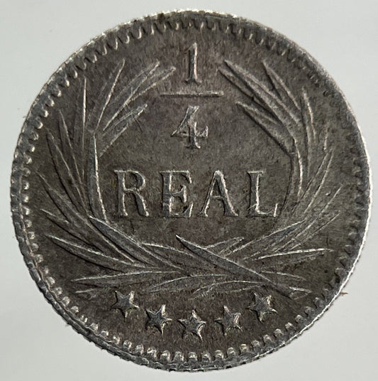 1896 Guatemala 1/4 Quarter Real Silver Coin | Very High Grade
